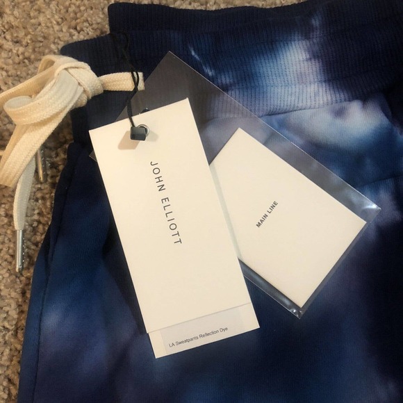 John Elliott LA Reflection Tie Dye Luxury Sweatpants Blue Pacific Mens Large L - Picture 7 of 11